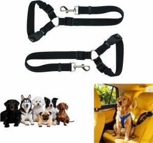 2-in-1 Car Seat Belt for Dogs, Headrest Dog Safety...