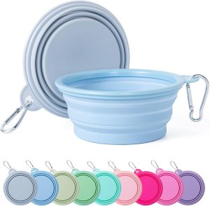 SLSON Collapsible Dog Bowl, 2Pack Macaron Color Pe...