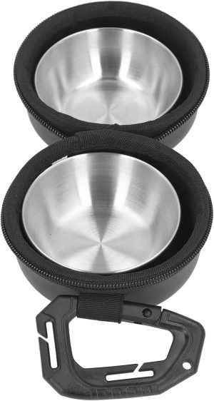 ANGGREK Travel Stainless Steel Dog Bowls, Double P...