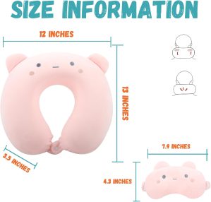 Kids Neck Pillow for Travel with Sleep Eye Mask, C...