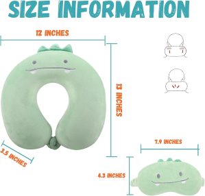 Kids Neck Pillow for Travel with Sleep Eye Mask, C...