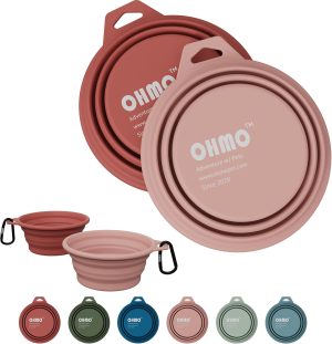 OHMO Collapsible Dog Bowl(2 Pack, 12oz/400ml) Prem...