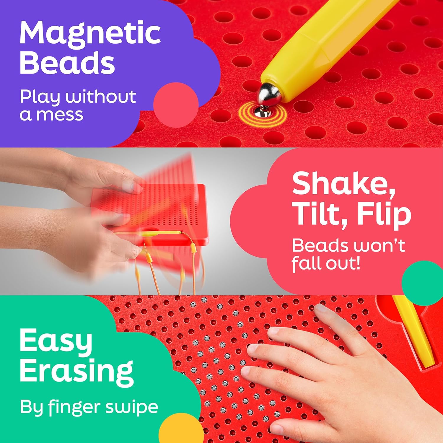 Magnetic Drawing Board for Kids & Toddlers with Beads and Magnet Stylus Pen - Magnetic Tablet Toy for Airplane & Car Ride Activities for Kids - Image 4