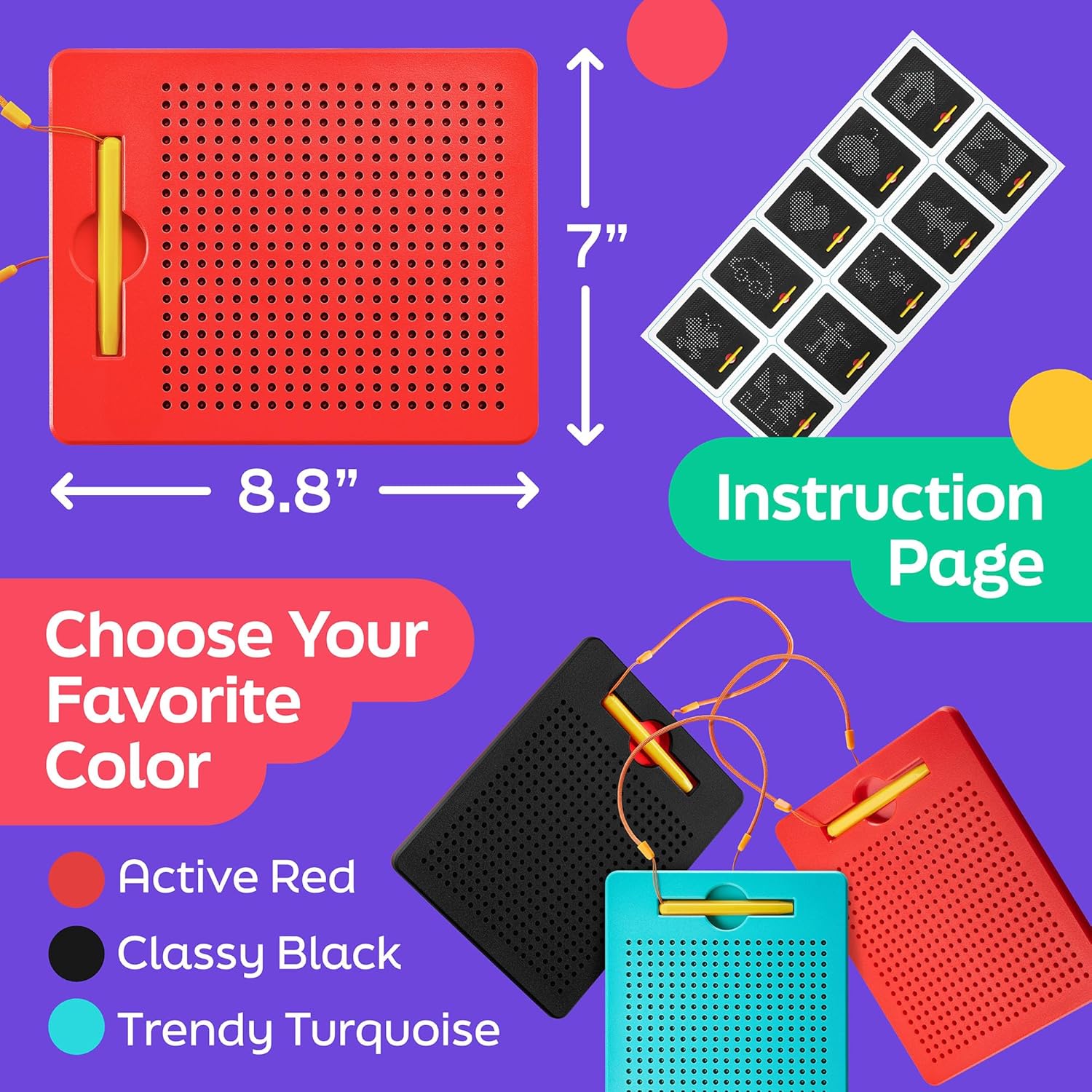 Magnetic Drawing Board for Kids & Toddlers with Beads and Magnet Stylus Pen - Magnetic Tablet Toy for Airplane & Car Ride Activities for Kids - Image 6