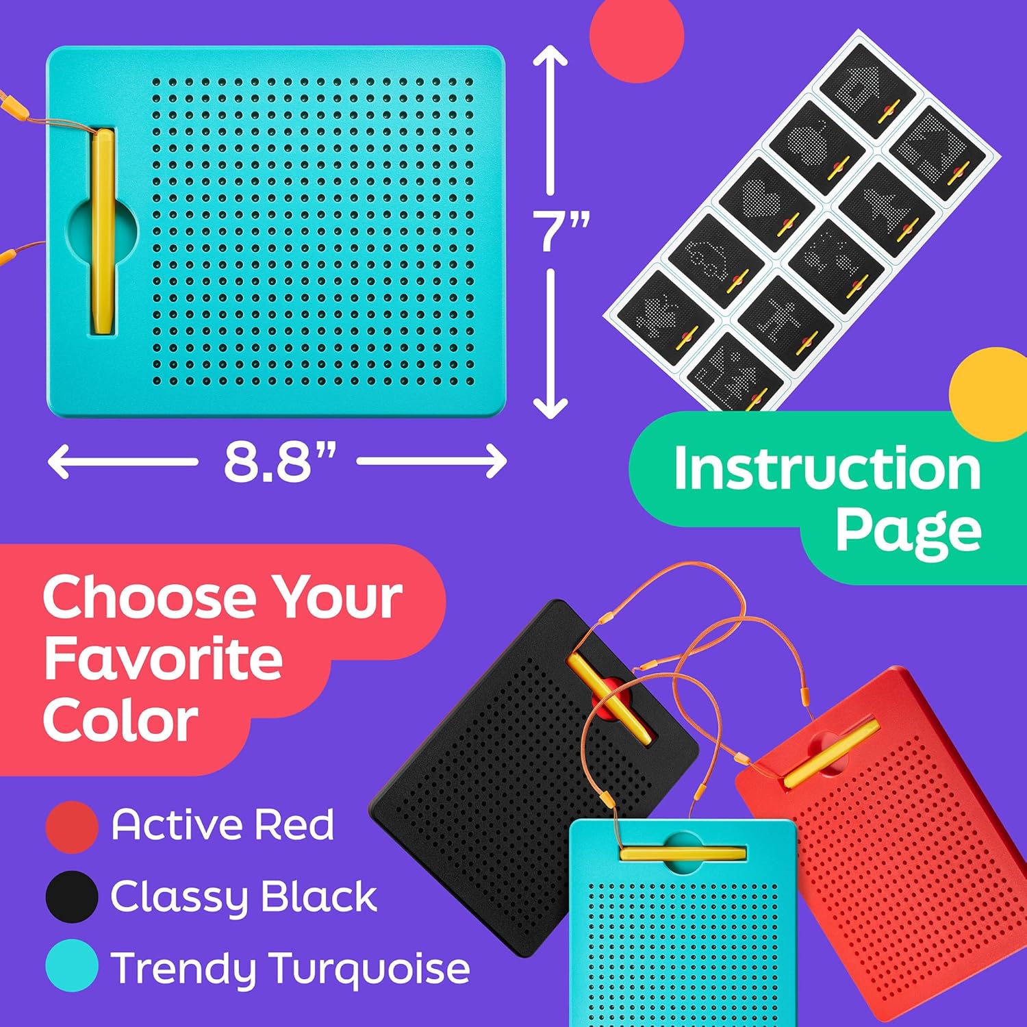 Magnetic Drawing Board for Kids & Toddlers with Beads and Magnet Stylus Pen - Magnetic Tablet Toy for Airplane & Car Ride Activities for Kids - Image 6